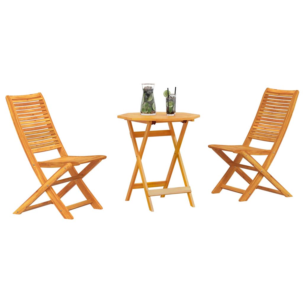 Set Bistro Pieghevole 3 pcs Marrone Legno di Acacia Massello