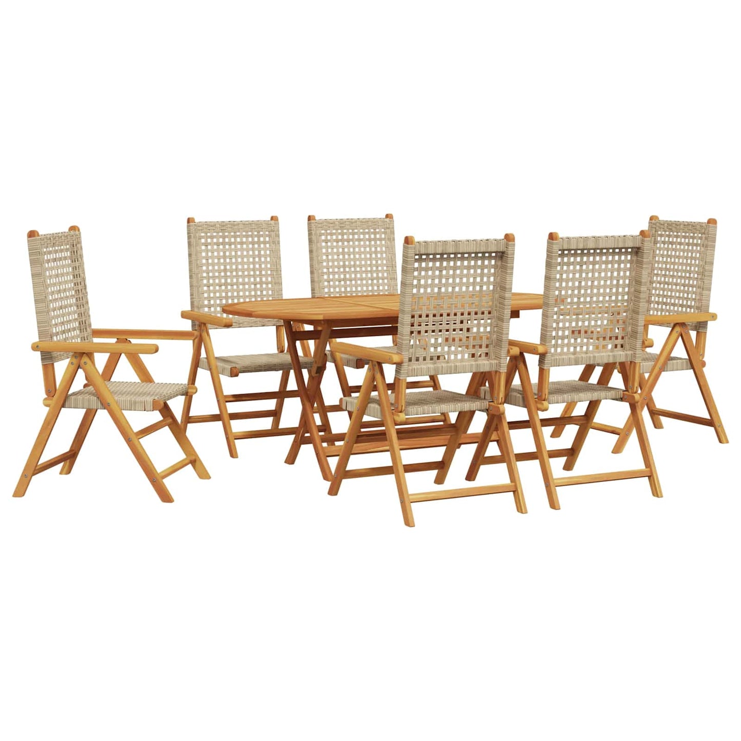 Set da Pranzo per Giardino 7 pcs Beige Legno di Acacia Massello