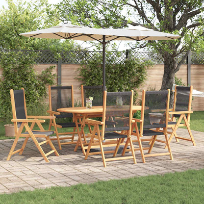 Set da Pranzo per Giardino 7 pcs Nero Legno di Acacia Massello