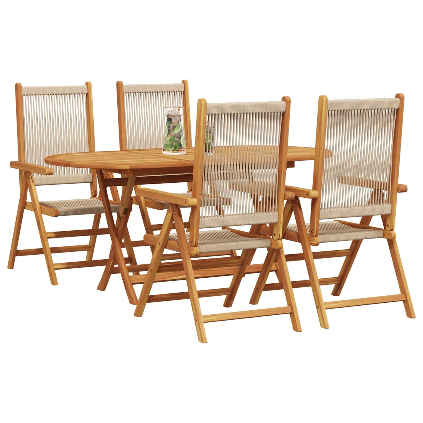 Set da Pranzo per Giardino 5 pcs Beige Legno di Acacia Massello