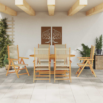 Set da Pranzo per Giardino 7 pcs Beige Legno di Acacia Massello