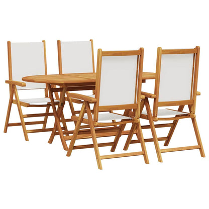 Set da Pranzo per Giardino 5 pcs Bianco Crema