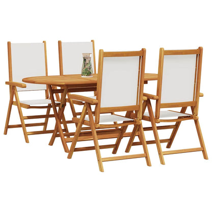 Set da Pranzo per Giardino 5 pcs Bianco Crema
