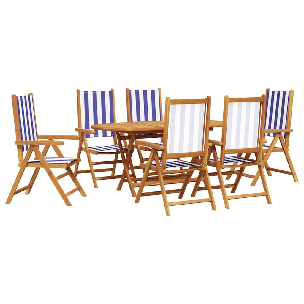 Set da Pranzo per Giardino 7 pcs Blu e Bianco