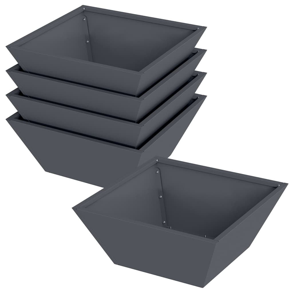 Vaso da giardino 5 pcs Antracite 40 x 40 x 15 cm