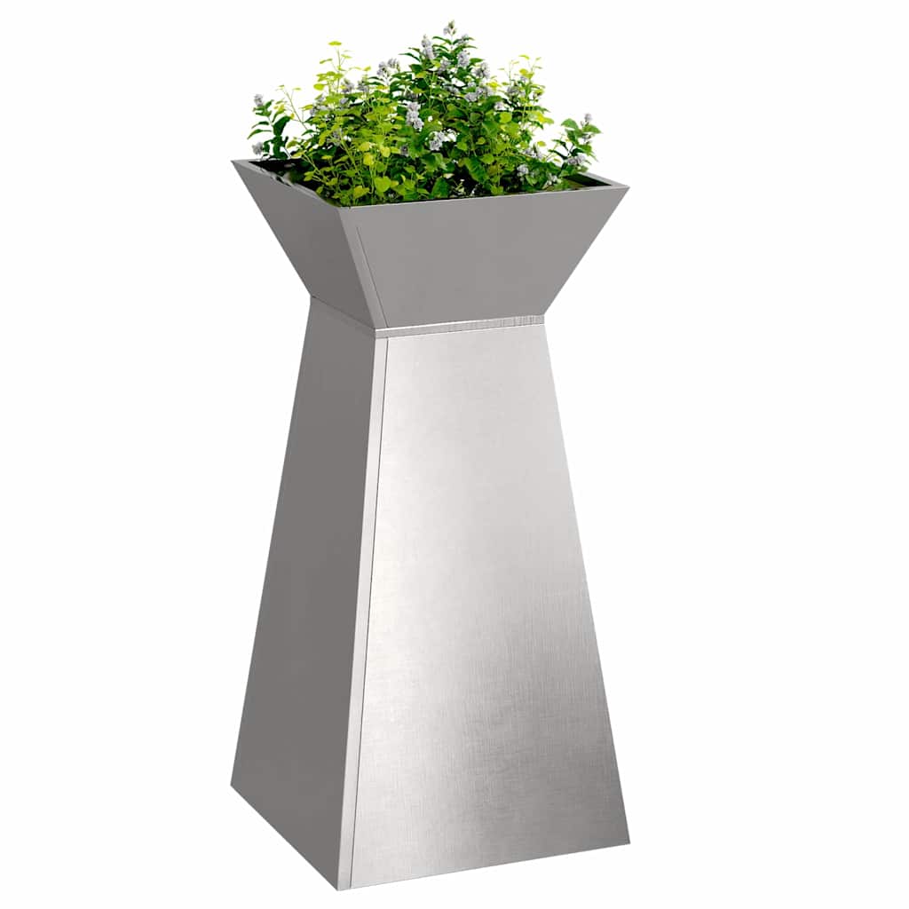 Vaso a Pilastro Argento 35 x 35 x 73 cm Acciaio inossidabile