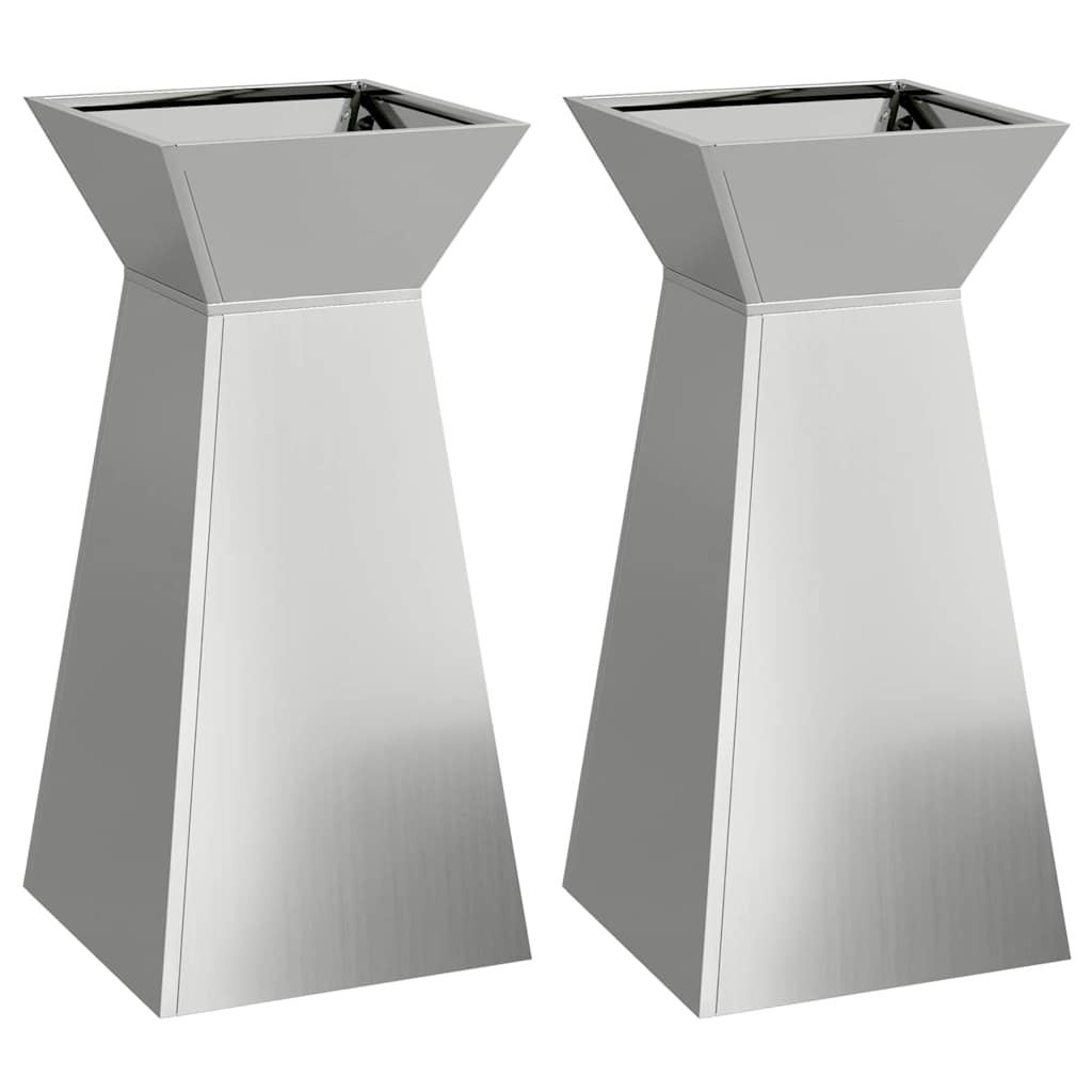 Vaso a Pilastro 2 pcs Argento 35 x 35 x 73 cm