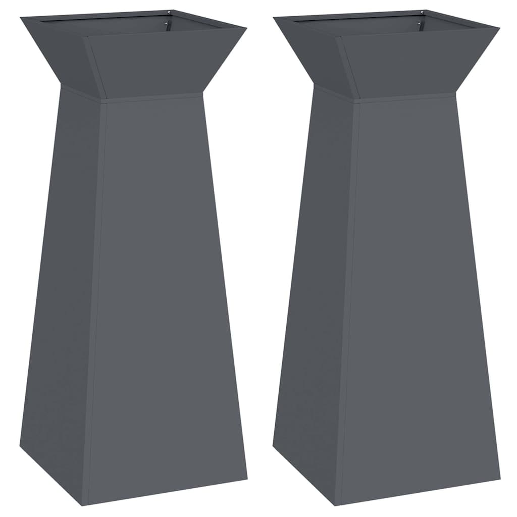Vaso a Pilastro 2 pcs Antracite 40 x 40 x 100 cm