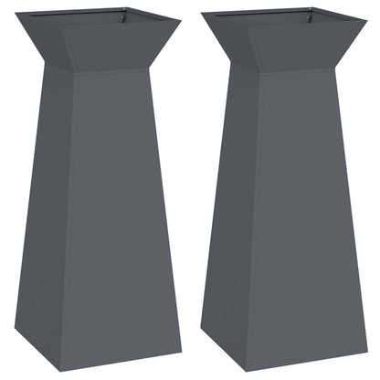 Vaso a Pilastro 2 pcs Antracite 40 x 40 x 100 cm