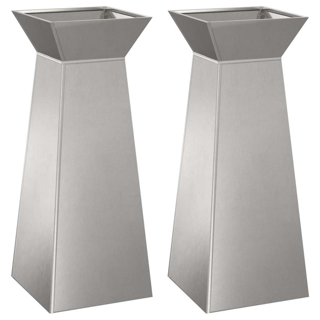 Vaso a Pilastro 2 pcs Argento 40 x 40 x 100 cm