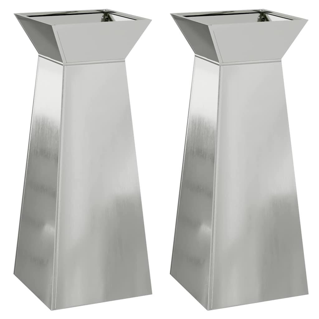 Vaso a Pilastro 2 pcs Argento 40 x 40 x 100 cm