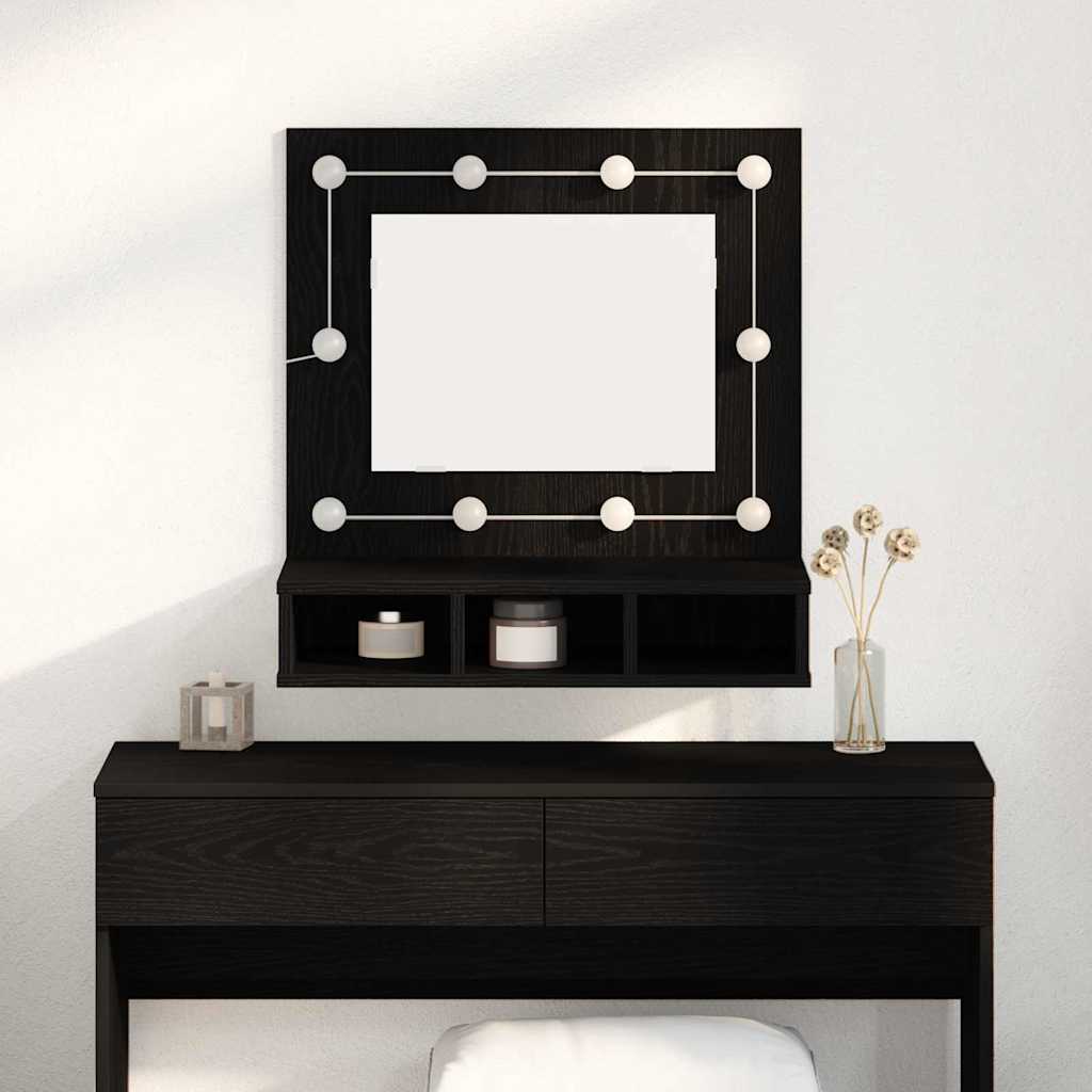 Mobiletto per specchio Rovere Nero 60 x 31,5 x 62 cm