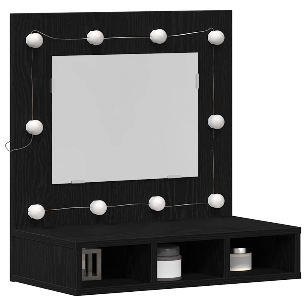 Mobiletto per specchio Rovere Nero 60 x 31,5 x 62 cm