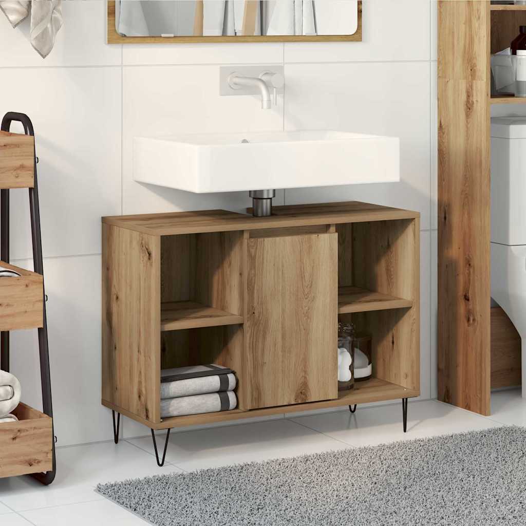 Mobile da Bagno con porta Rovere artigianale 80 x 33 x 60 cm