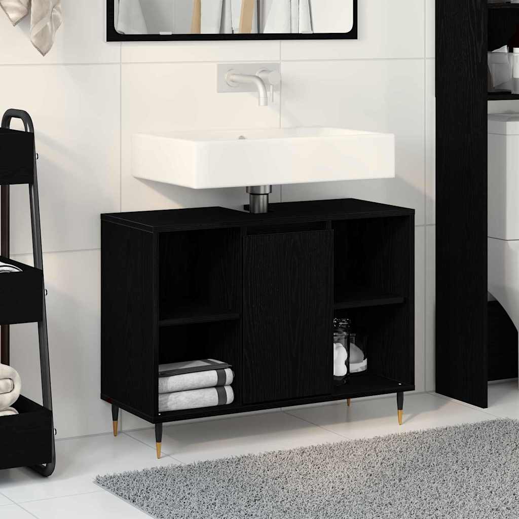 Mobile da Bagno Nero 80 x 33 x 60 cm Legno multistrato