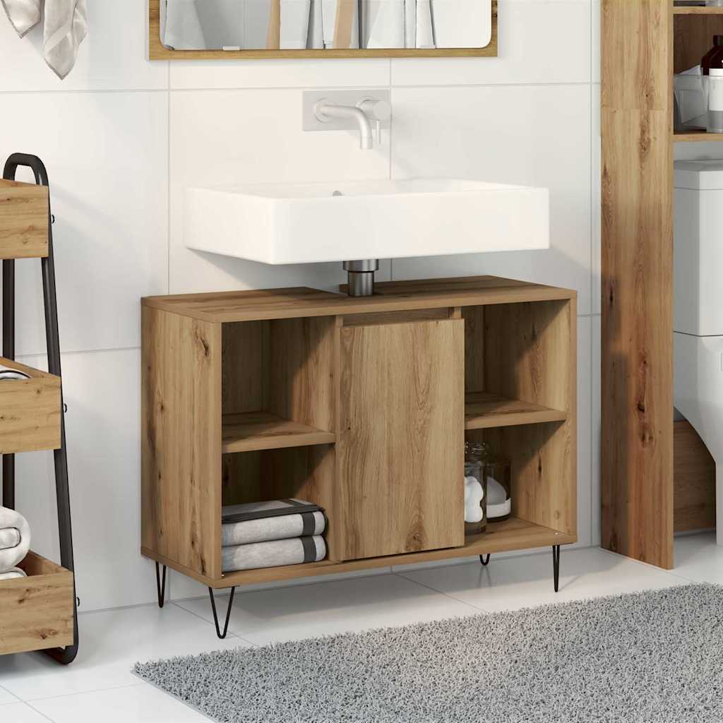 Mobile da Bagno con porta Rovere artigianale 80 x 33 x 60 cm