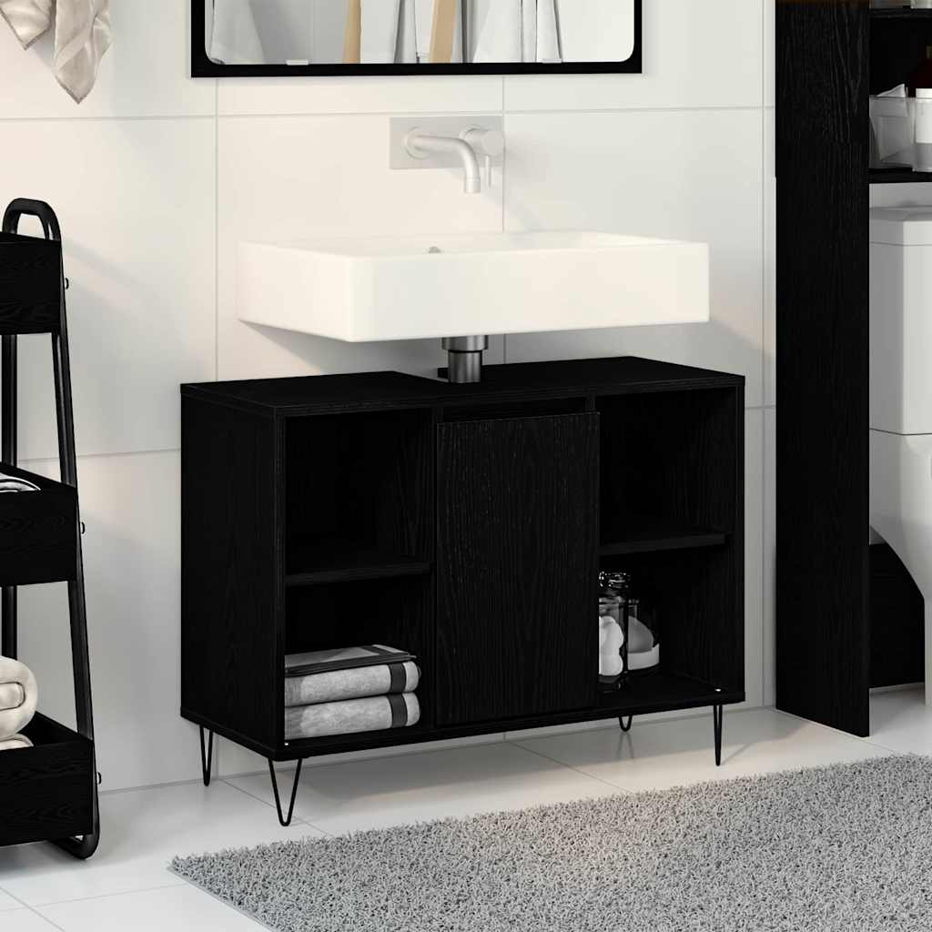 Mobile da Bagno Nero 80 x 33 x 60 cm Legno multistrato