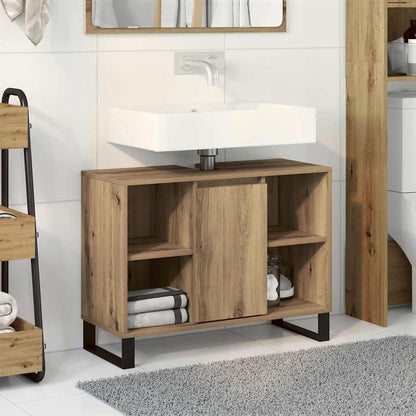 Mobile da Bagno con porta Rovere artigianale 80 x 33 x 60 cm