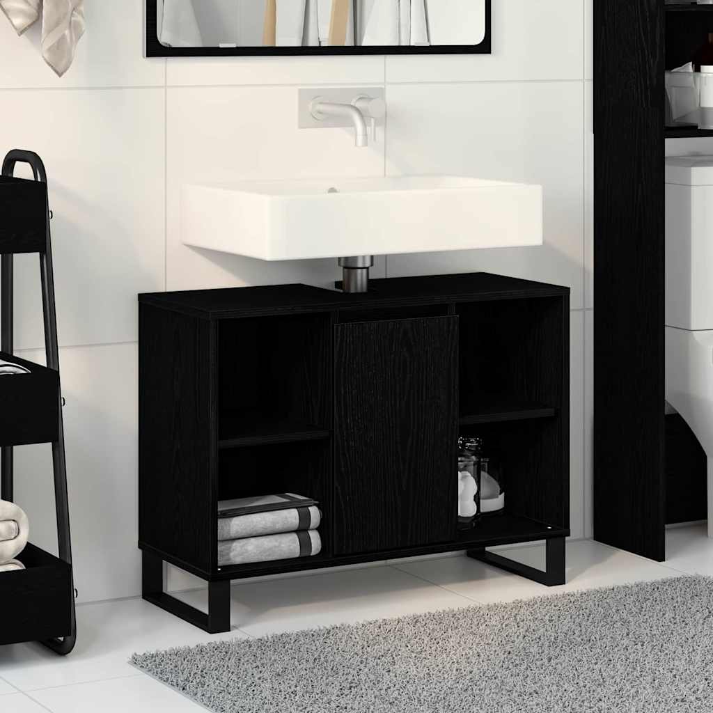 Mobile da Bagno Nero 80 x 33 x 60 cm Legno multistrato