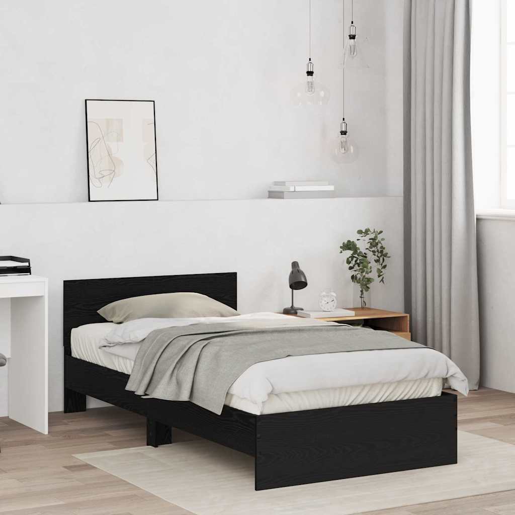 Struttura del letto con testiera Rovere Nero 203 x 104 x 70 cm