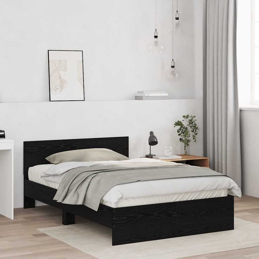 Struttura del letto con testiera Rovere Nero 193 x 125 x 70 cm