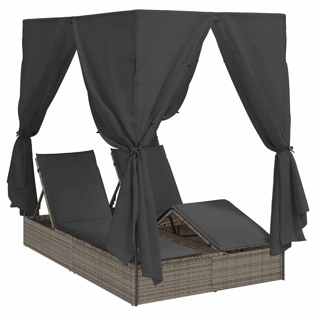 Lettino da sole doppio Grigio 205 x 129 x 200 cm polyrattan