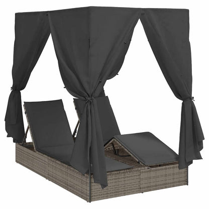 Lettino da sole doppio Grigio 205 x 129 x 200 cm polyrattan
