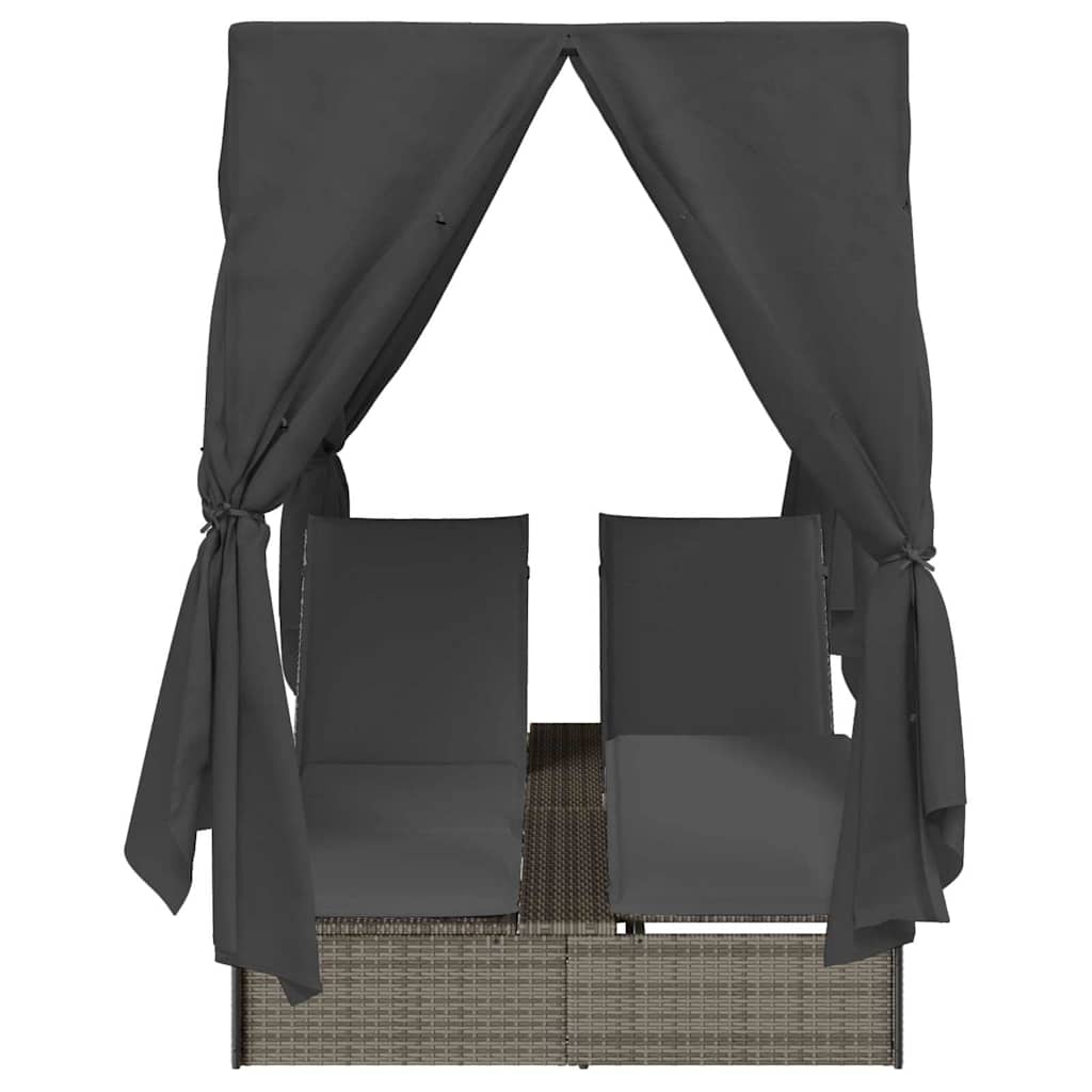 Lettino da sole doppio Grigio 205 x 129 x 200 cm polyrattan