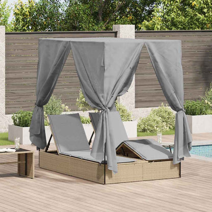 Lettino da sole doppio Grigio 205 x 129 x 200 cm polyrattan