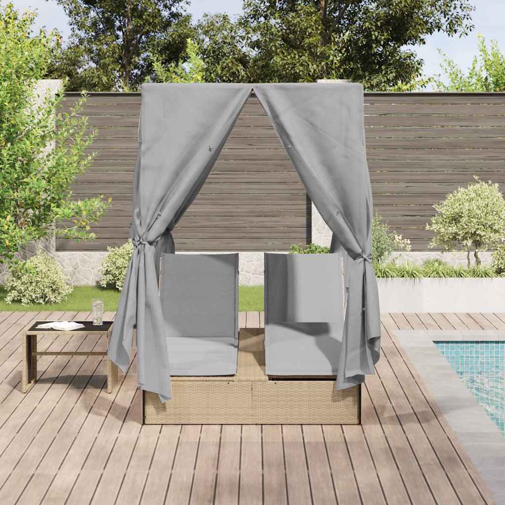 Lettino da sole doppio Grigio 205 x 129 x 200 cm polyrattan