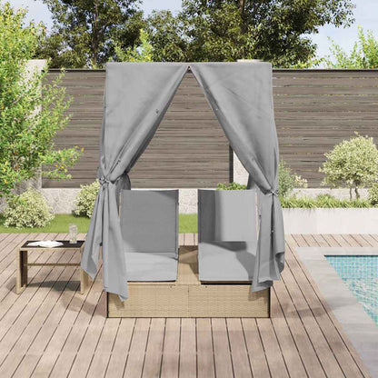 Lettino da sole doppio Grigio 205 x 129 x 200 cm polyrattan