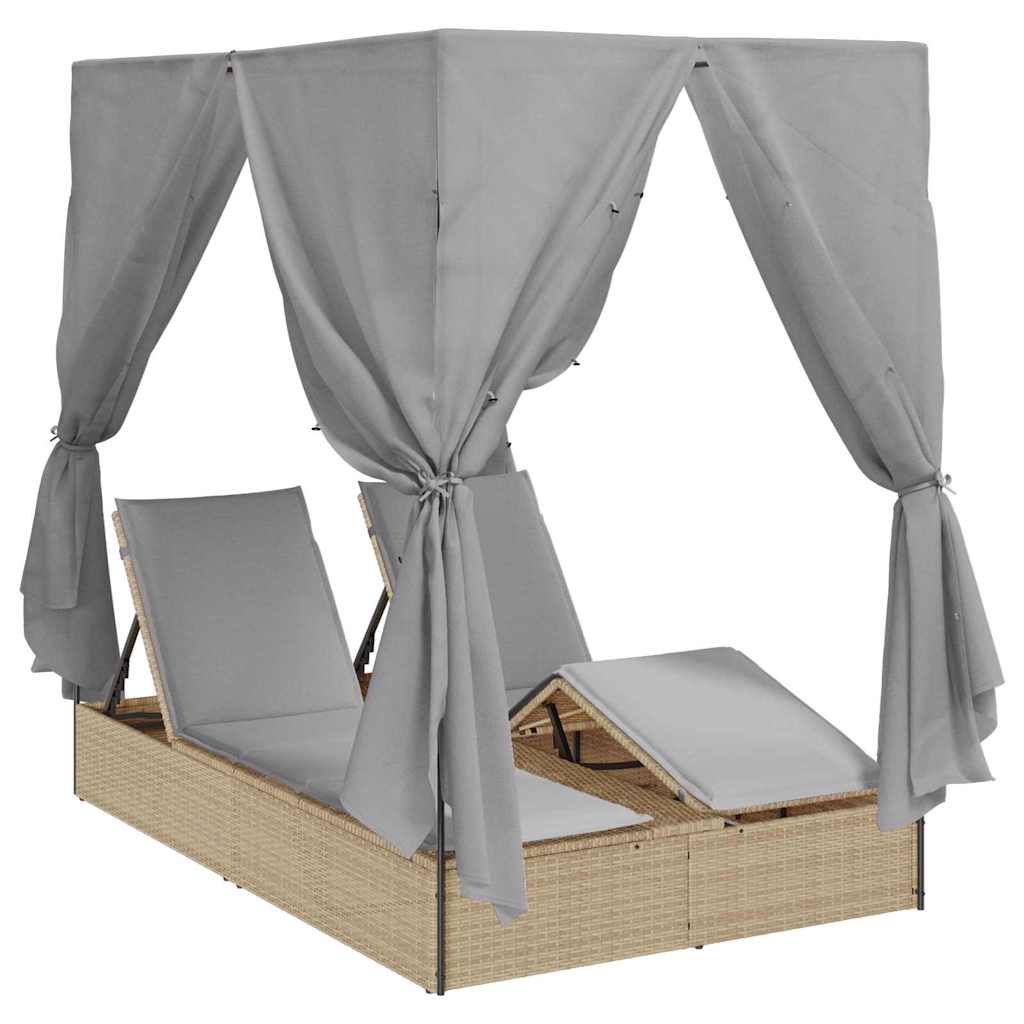 Lettino da sole doppio Grigio 205 x 129 x 200 cm polyrattan
