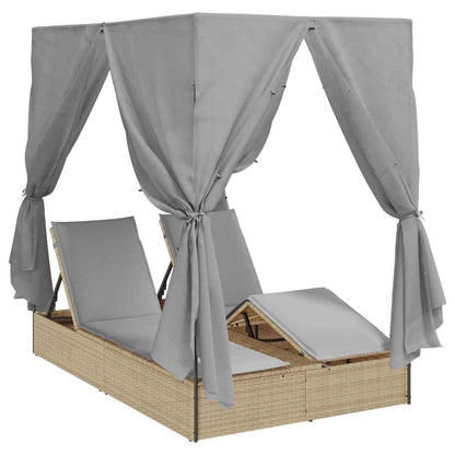 Lettino da sole doppio Grigio 205 x 129 x 200 cm polyrattan