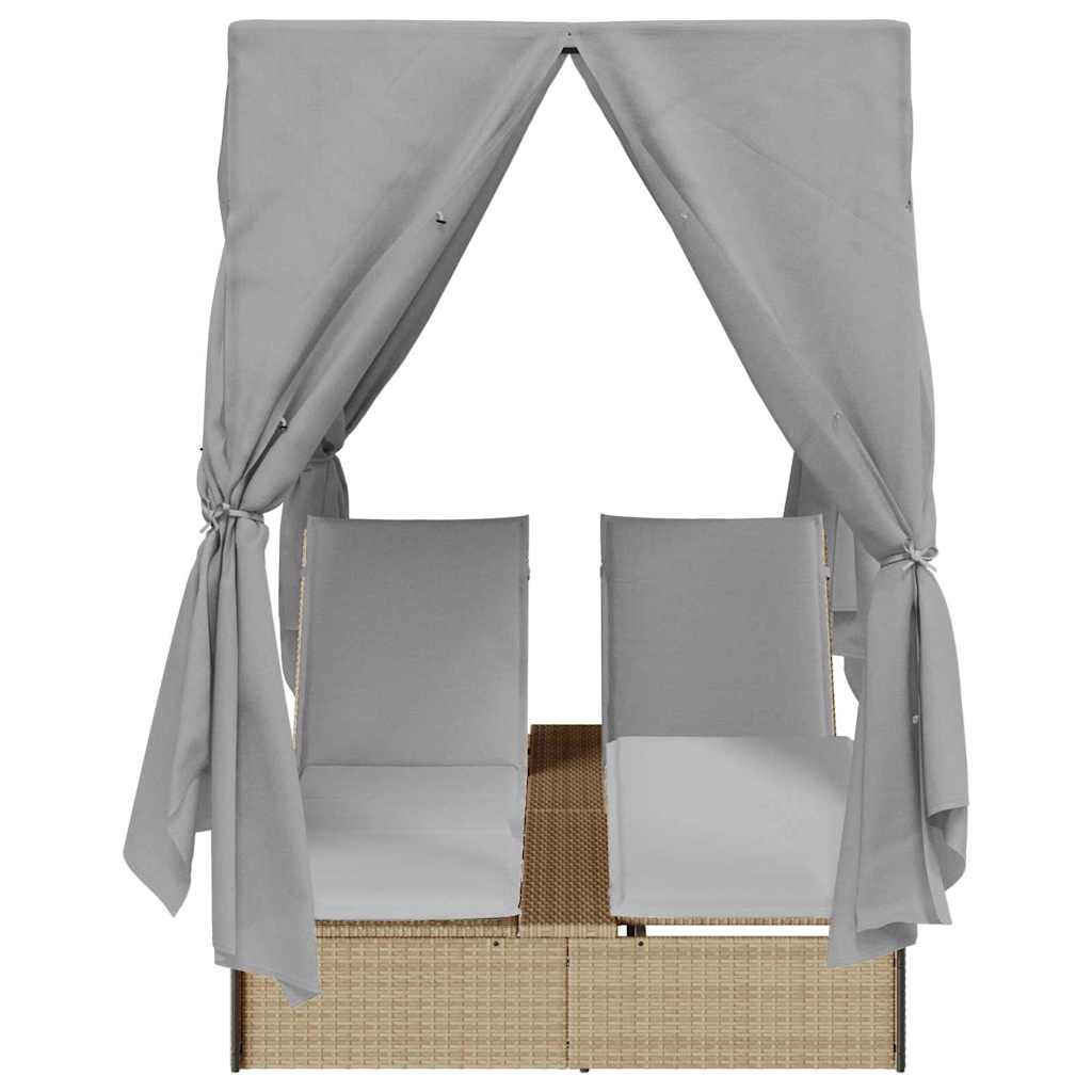 Lettino da sole doppio Grigio 205 x 129 x 200 cm polyrattan