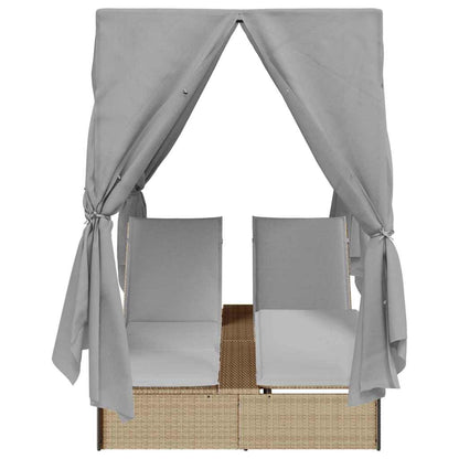 Lettino da sole doppio Grigio 205 x 129 x 200 cm polyrattan