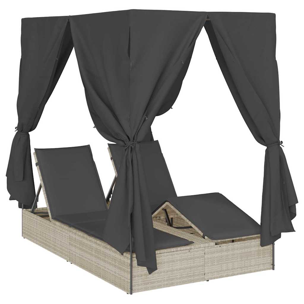 Lettino da sole doppio Grigio chiaro 205 x 129 x 200 cm