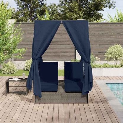 Lettino da sole doppio Nero 205 x 129 x 200 cm polyrattan