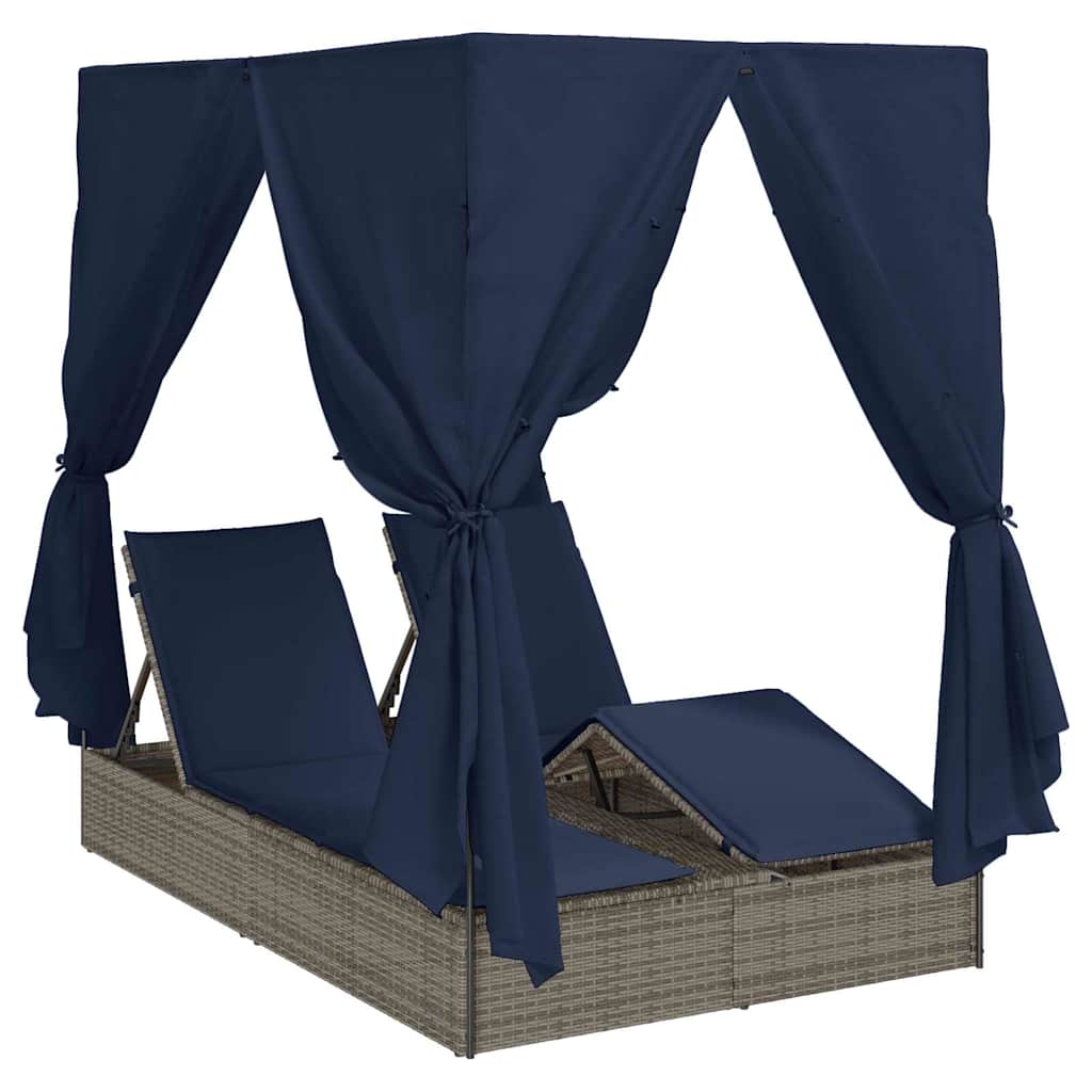 Lettino da sole doppio Nero 205 x 129 x 200 cm polyrattan