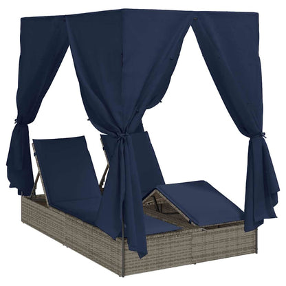 Lettino da sole doppio Nero 205 x 129 x 200 cm polyrattan