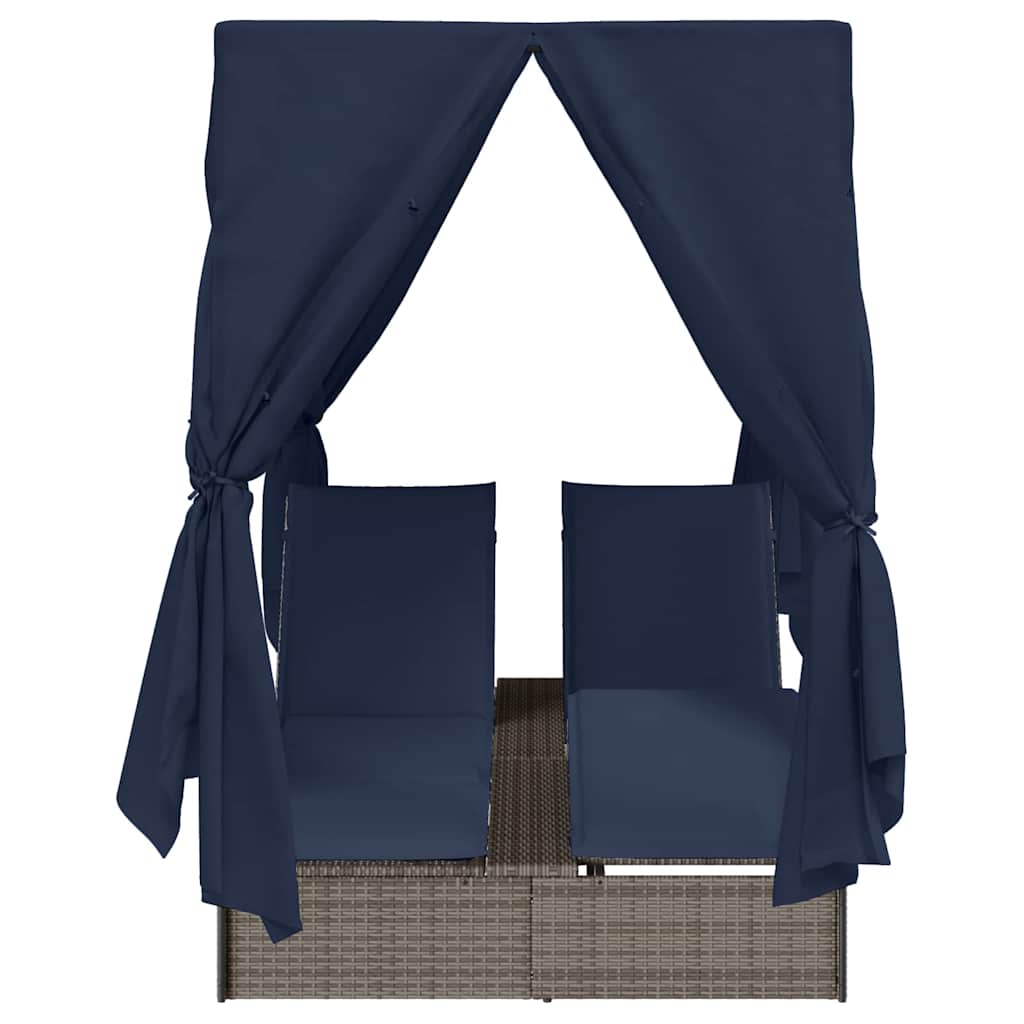 Lettino da sole doppio Nero 205 x 129 x 200 cm polyrattan
