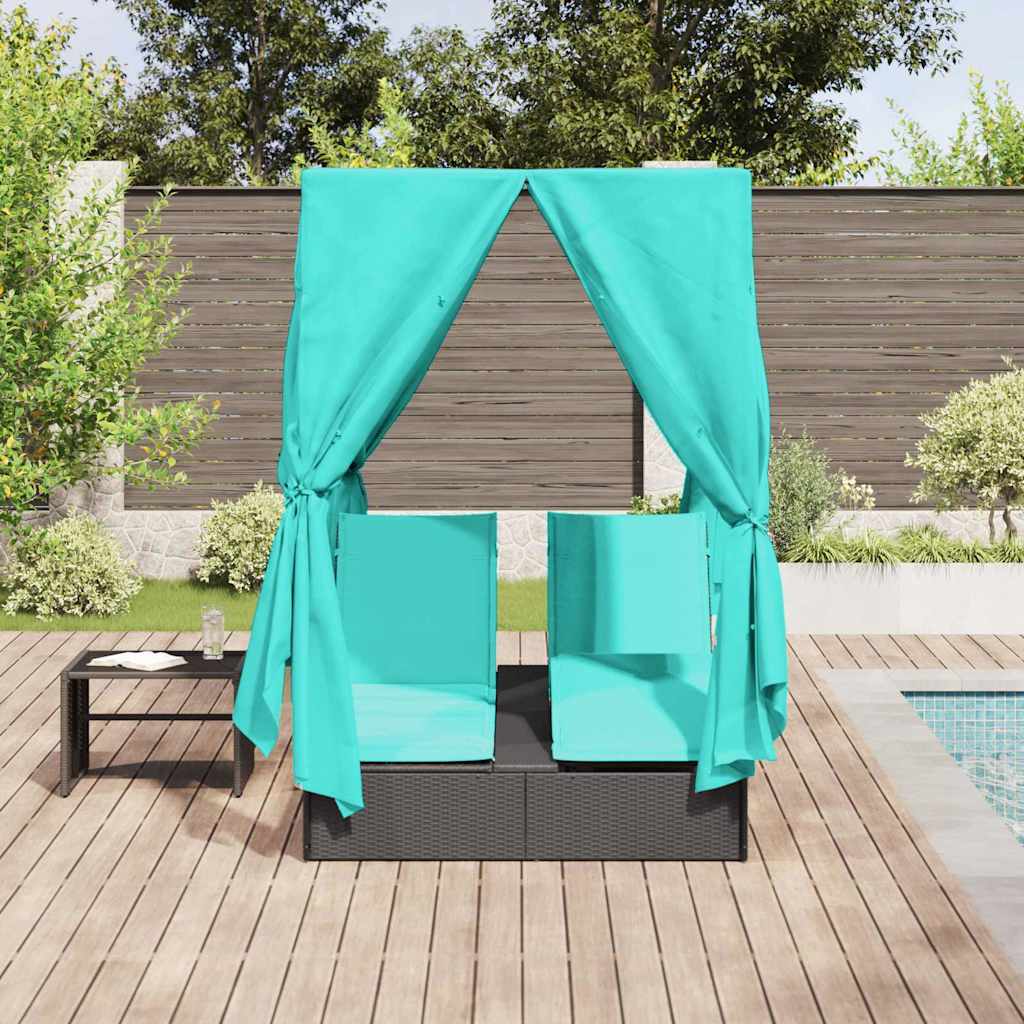 Lettino da sole doppio Turchese 205 x 129 x 200 cm polyrattan