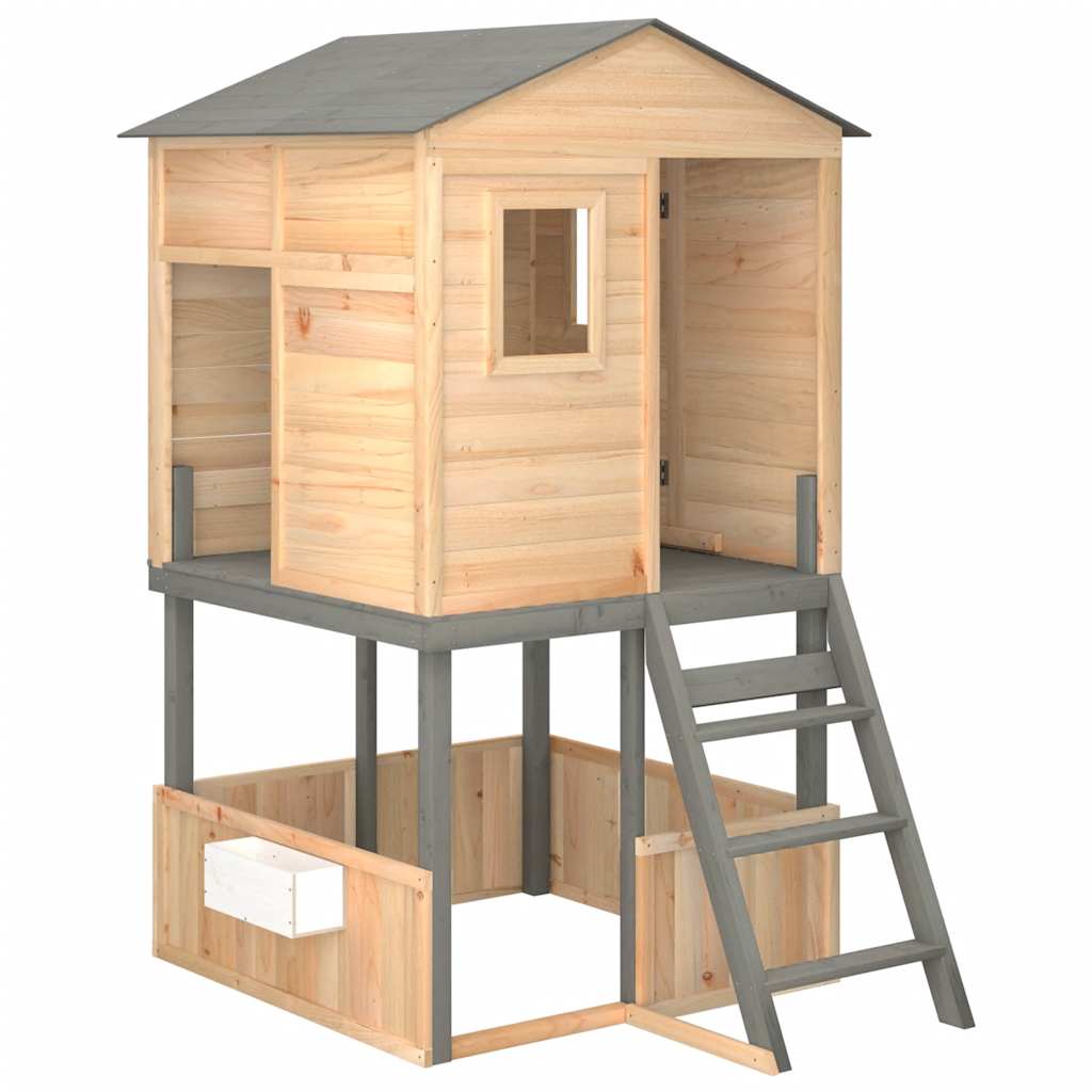Set da Gioco da Esterno in Legno Massello di Abete Grigio Scuro