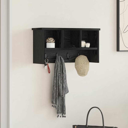 Appendiabiti a muro con lo scaffale Rovere nero 50 x 16 x 26 cm