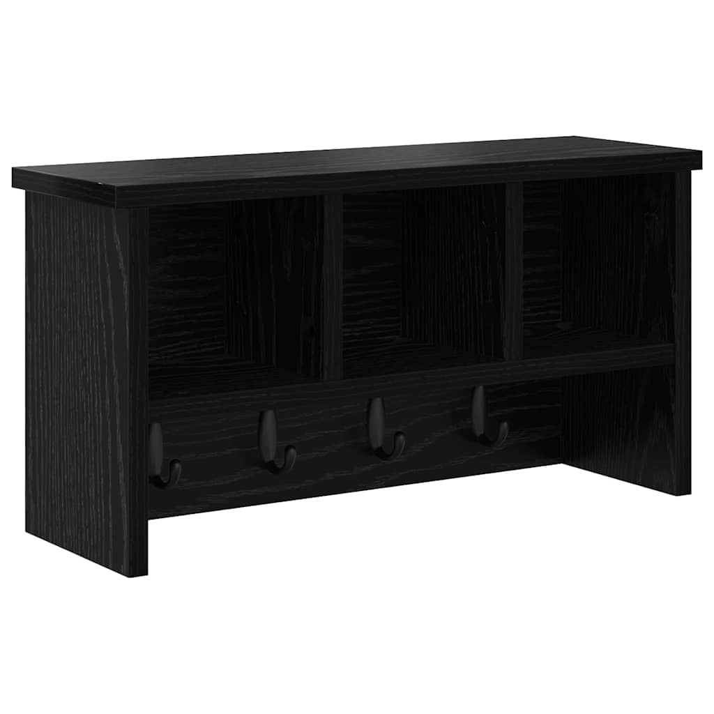 Appendiabiti a muro con lo scaffale Rovere nero 50 x 16 x 26 cm