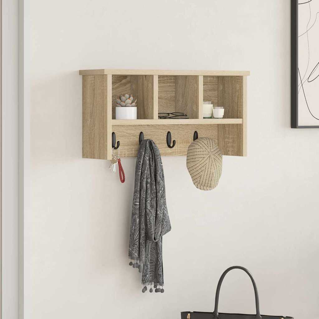 Appendiabiti a muro rovere sonoma 50 x 16 x 26 cm