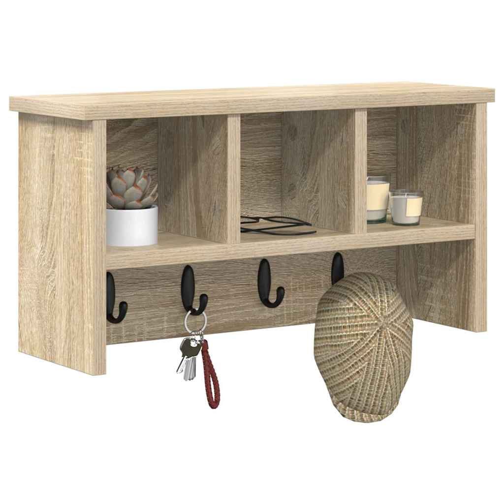 Appendiabiti a muro rovere sonoma 50 x 16 x 26 cm