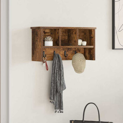 Appendiabiti a muro con lo scaffale Rovere fumo 50 x 16 x 26 cm