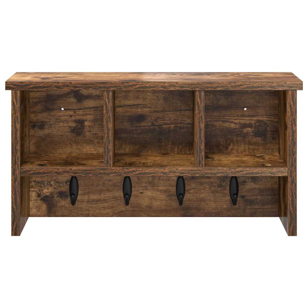 Appendiabiti a muro con lo scaffale Rovere fumo 50 x 16 x 26 cm