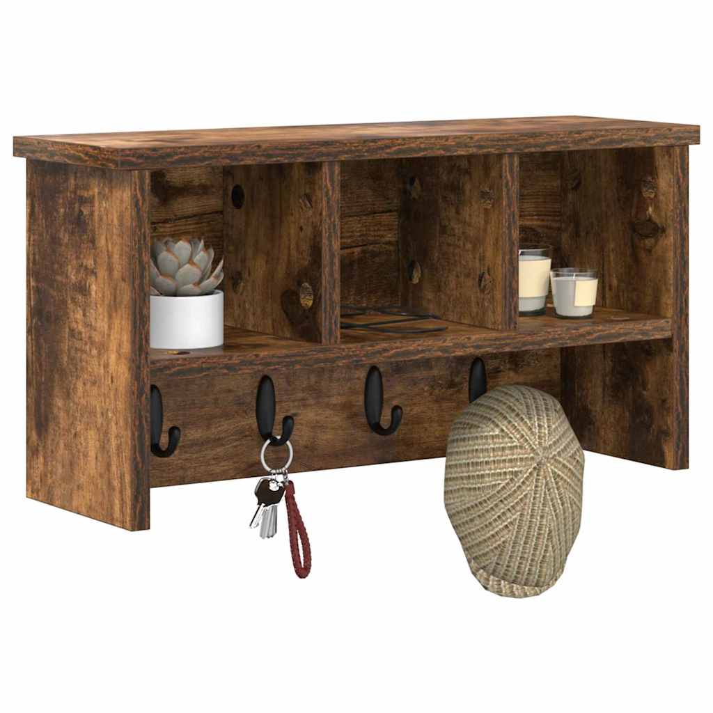 Appendiabiti a muro con lo scaffale Rovere fumo 50 x 16 x 26 cm