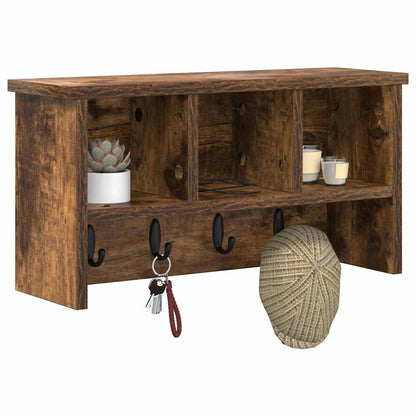 Appendiabiti a muro con lo scaffale Rovere fumo 50 x 16 x 26 cm